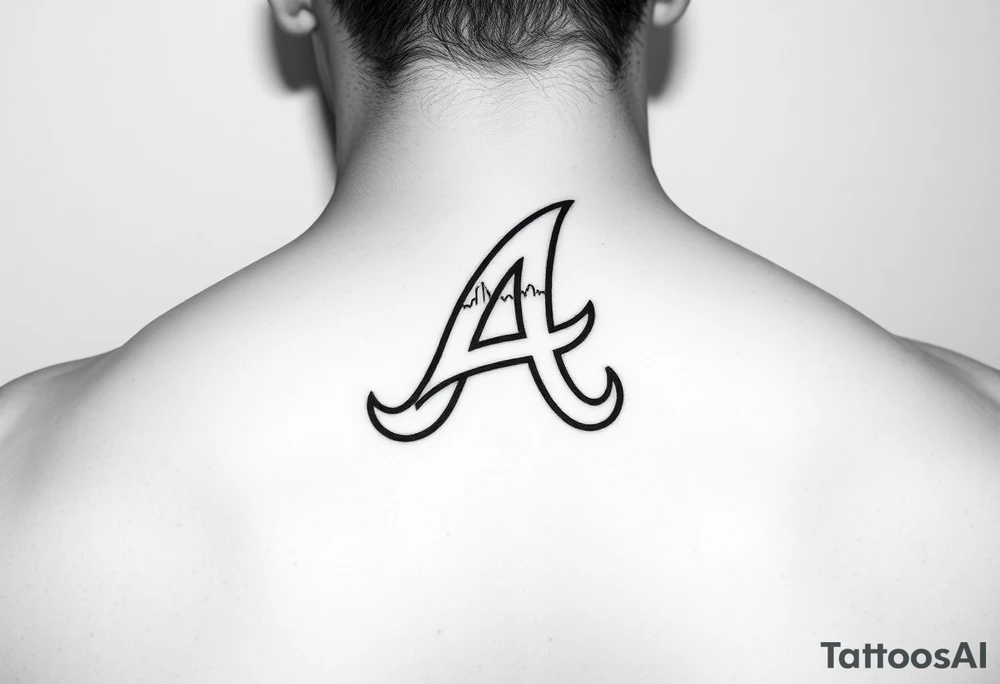 Atlanta Braves letter logo “A” with 3D skyline incorporated in the letter tattoo idea