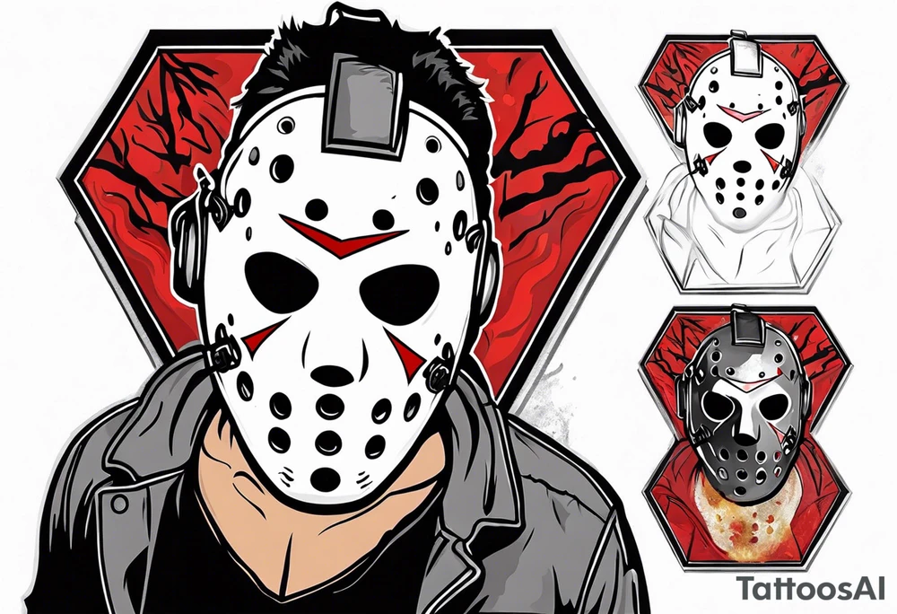 Friday the 13th Jason mask tattoo with smoke tattoo idea
