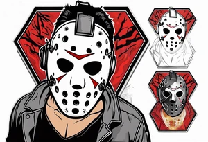 Friday the 13th Jason mask tattoo with smoke tattoo idea