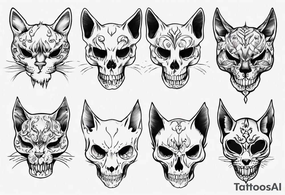 cat skull tattoo idea