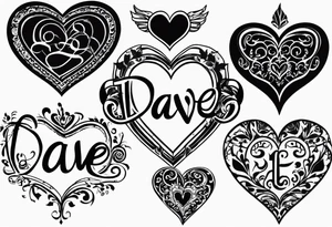 The following Text as a Tattoo "Dave (Heart) Emma 17/01/2015
Imogen (Heart) 12/10/15
Rowan (Heart) 08/10/2018" tattoo idea