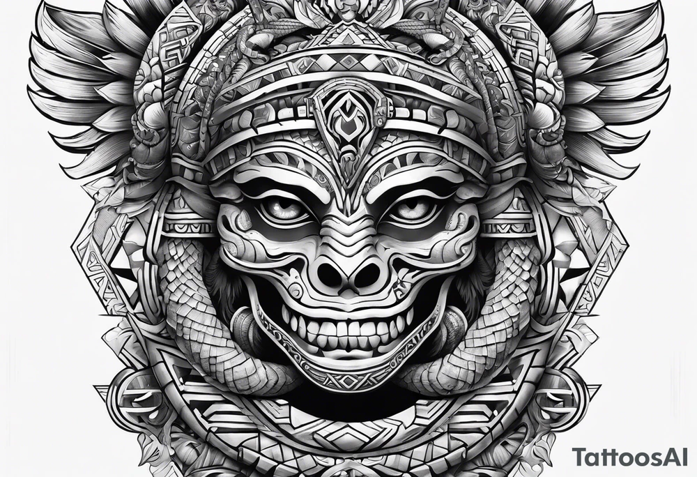 aztec snake sleeve tattoo idea