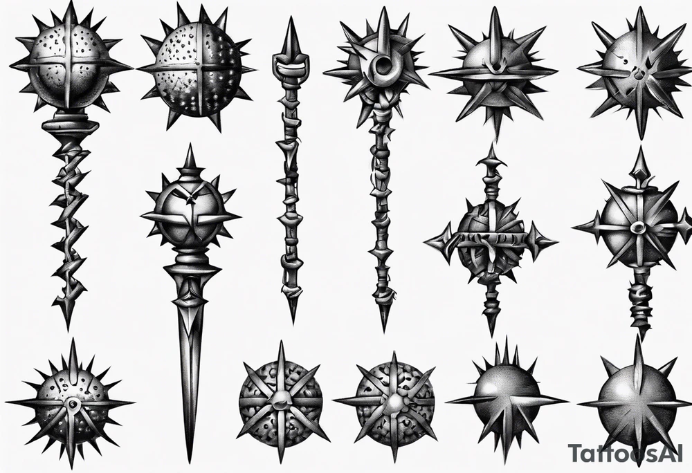 spiked ball mace on a chain tattoo idea