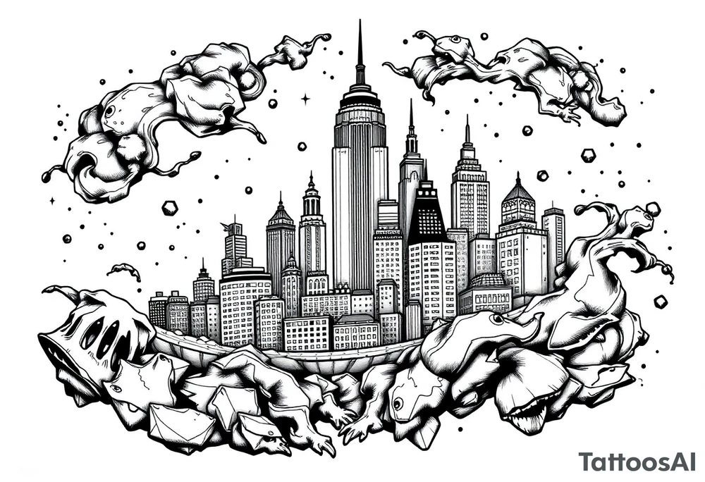city under water theme tattoo idea
