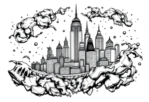 city under water theme tattoo idea