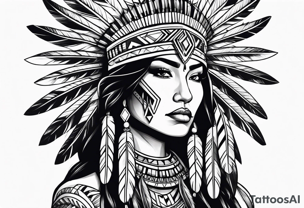 Native American woman tattoo idea