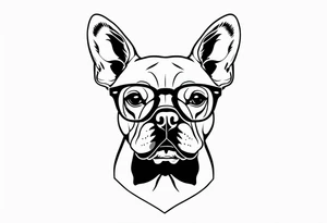 silhouette of french bull dog with glasses tattoo idea