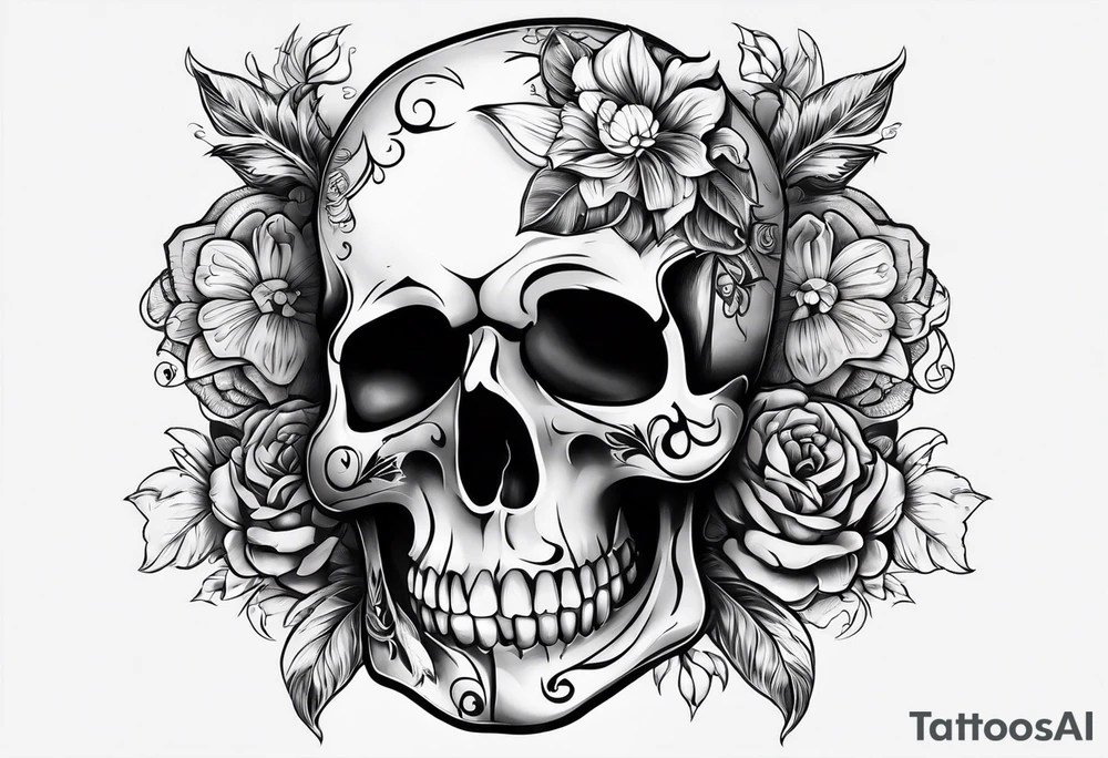 Memento mori written skull sleeve tattoo design tattoo idea