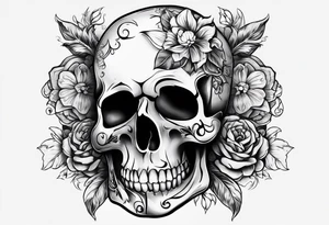 Memento mori written skull sleeve tattoo design tattoo idea