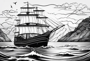 Sea and sunset tattoo.
Simple. black and white. tattoo idea