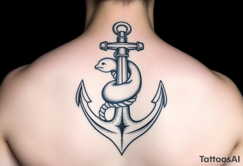 I want an anchor with a weasel intertwined with the anchor instead of rope tattoo idea