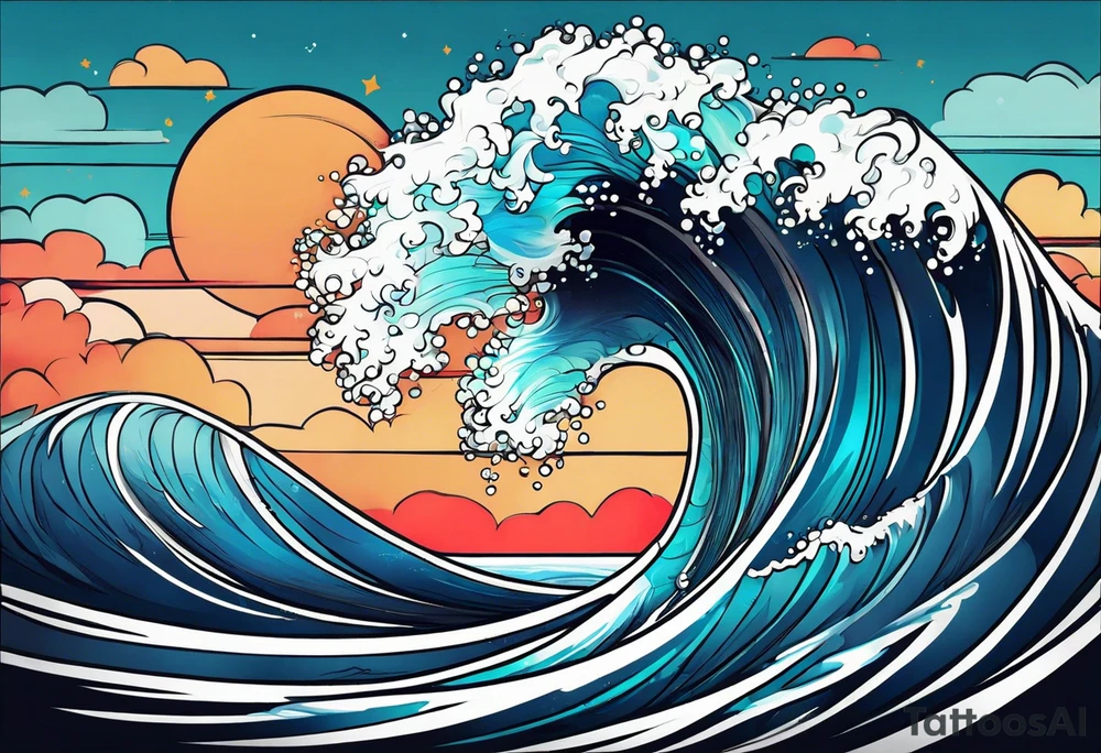 simple wave for outside forearm tattoo idea