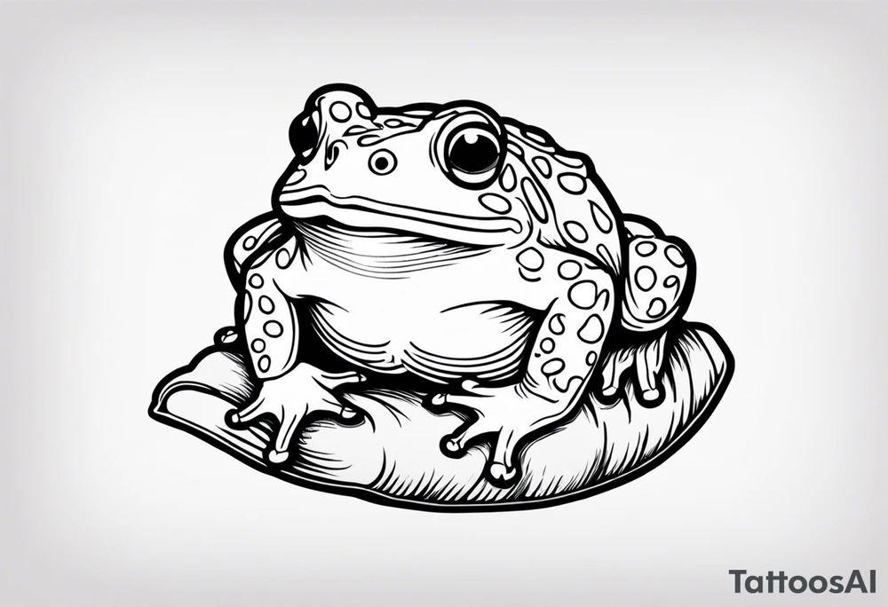 Toad in a child’s hand tattoo idea