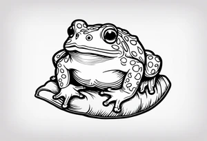 Toad in a child’s hand tattoo idea