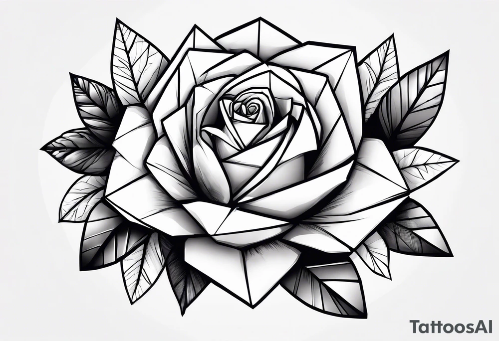 rosa origami con spine intorno tattoo idea