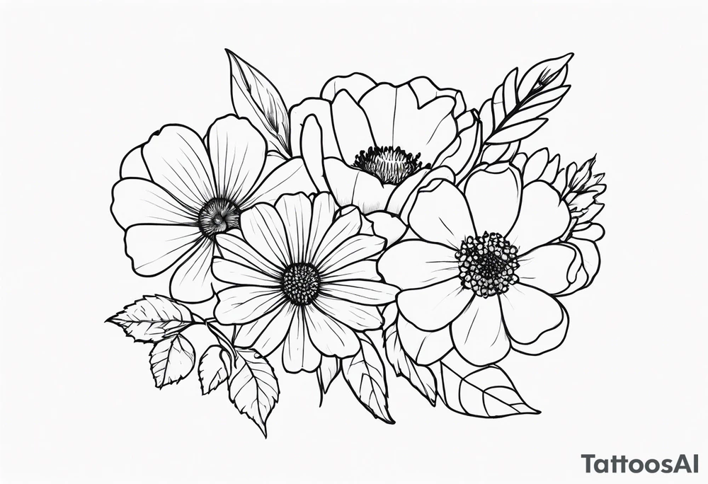 Love is togetherness with November and July birth flowers tattoo idea