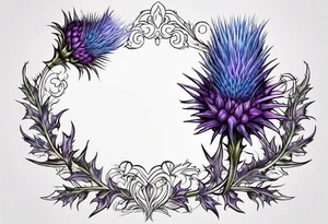 Purple thistle and blue thistle tattoo idea
