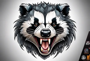 aggressive and killer face badger/wolverine with cute smile tattoo idea