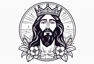 jesus with crown

old school vintage simple traditional design with vintage flowers surrounding
bold color simple tattoo idea