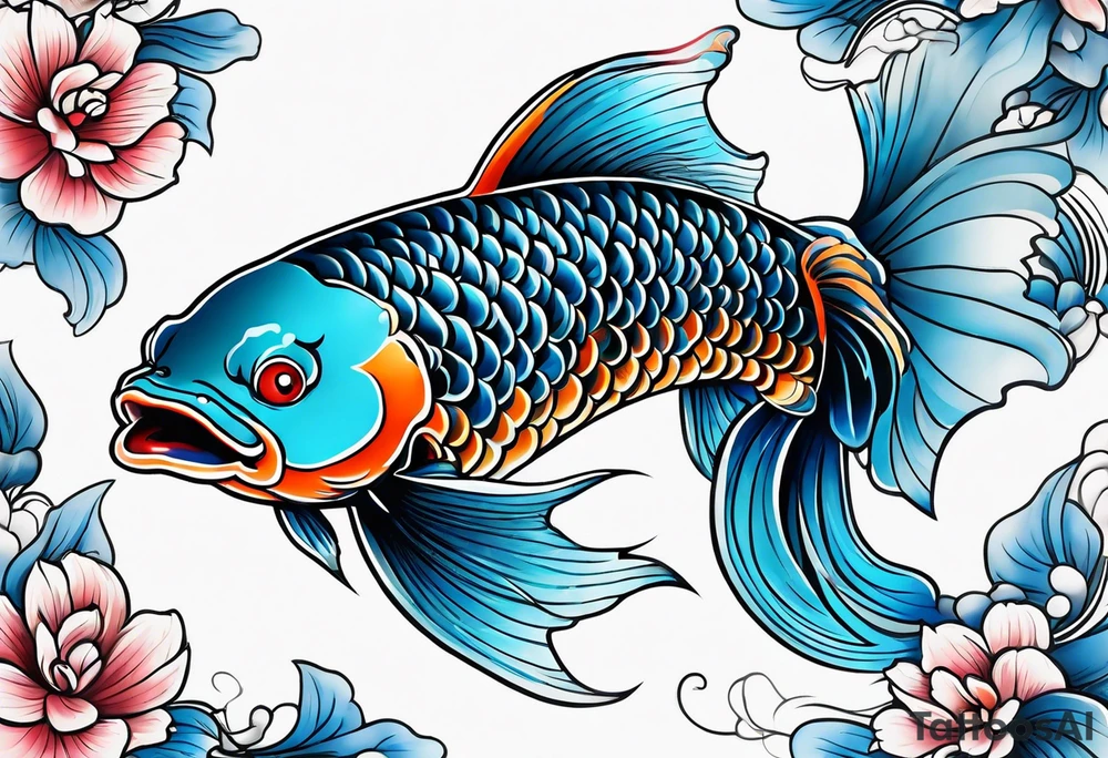 Blue Koi fish tattoo idea