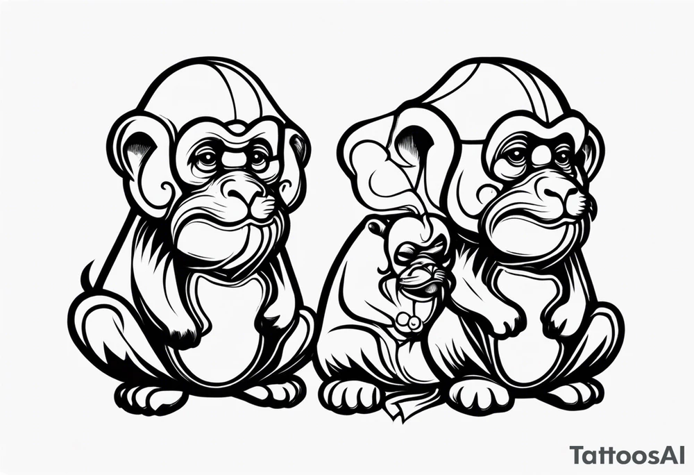 3 wise monekys tattoo idea