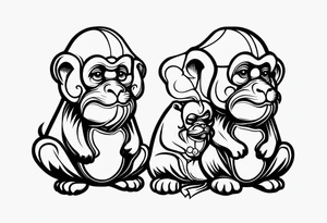 3 wise monekys tattoo idea