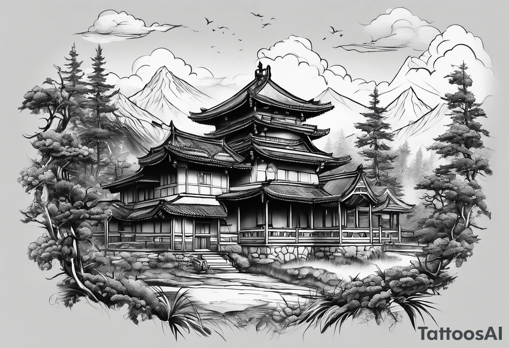 Battlefield scenery buildings tattoo idea