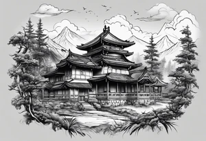 Battlefield scenery buildings tattoo idea