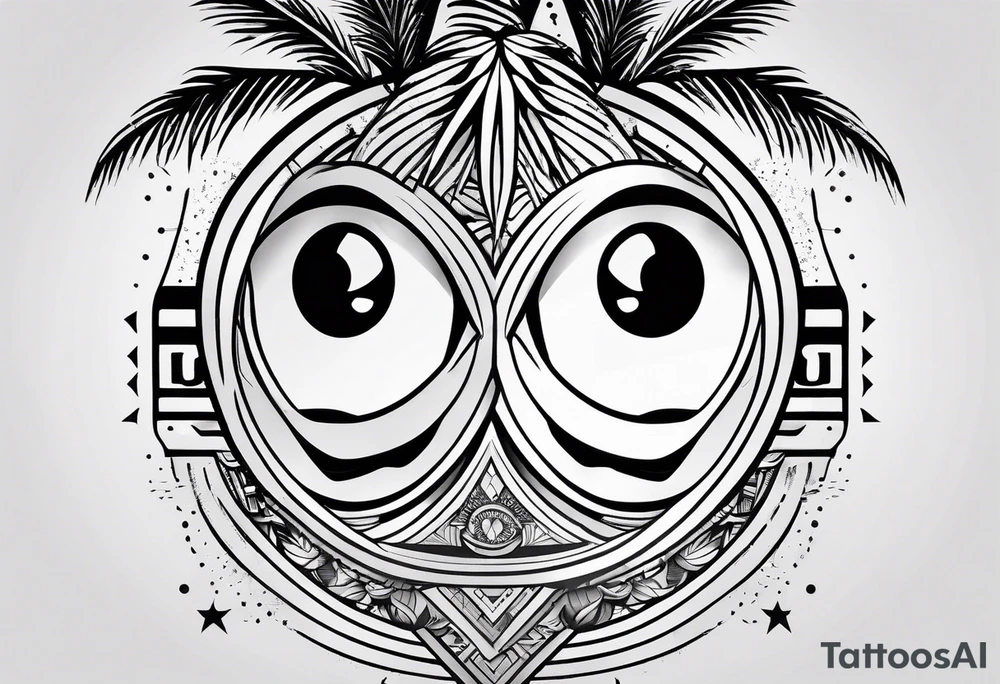 Smiley palm trees eyes tattoo idea