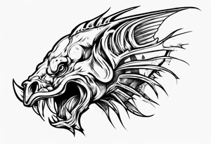 Aggressive Bullhead from the side facing right. tattoo idea