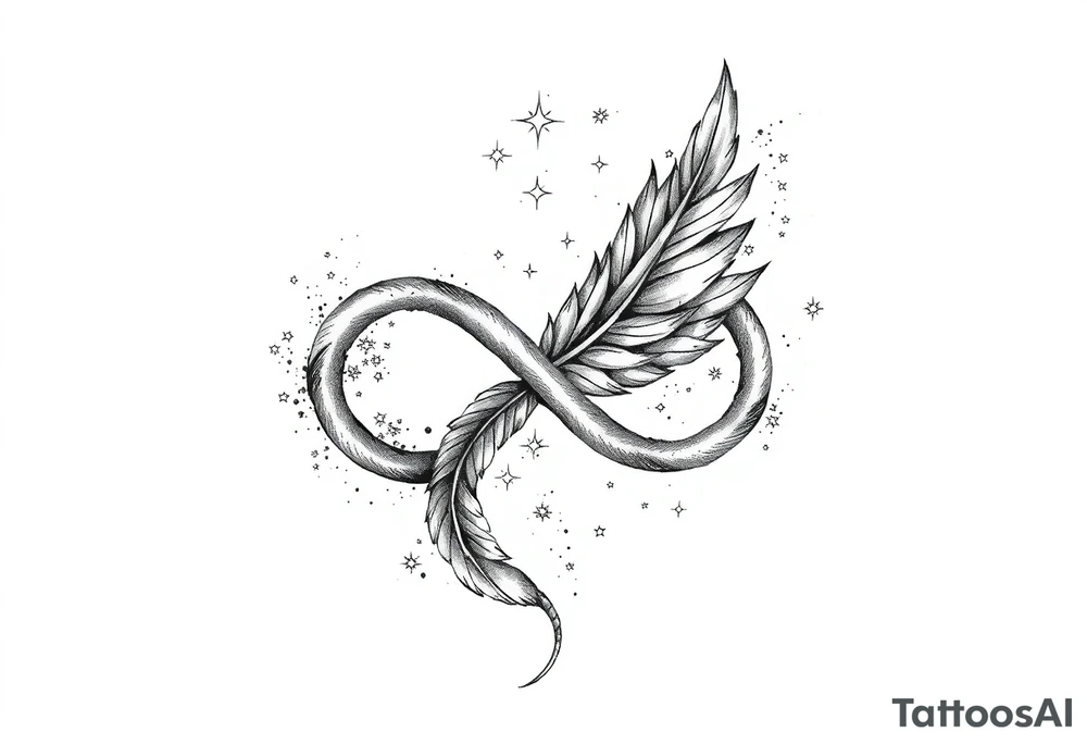 infinity symbol woven with floating feathers and stardust tattoo idea infinity symbol woven with floating feathers and stardust tattoo idea
