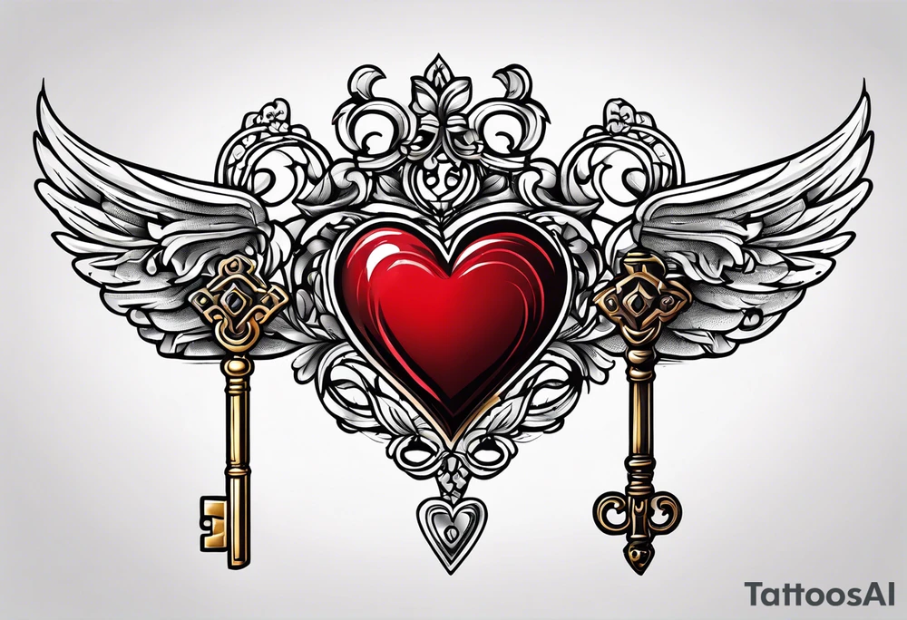Heart shaped antique key tattoo idea