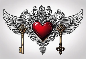 Heart shaped antique key tattoo idea