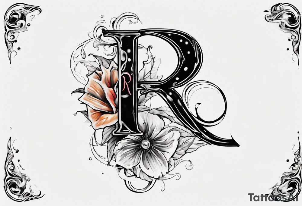 Letter R with date 09.01.23 tattoo idea