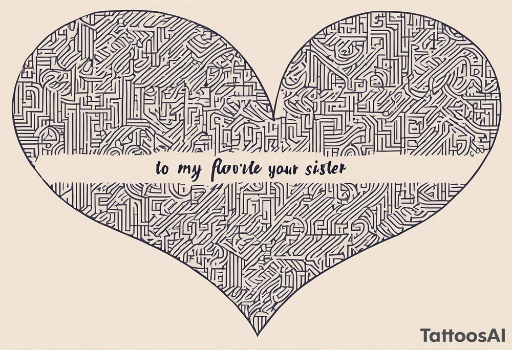 Interlocking Puzzle Pieces
   Concept: Two outlined puzzle pieces that are interlocking or fit together perfectly, symbolizing how you and your sister were connected. One of the puzzle pieces could have the small, filled-in heart inside it.
   Text: “To my favorite sister” could be placed underneath or along the curve of your ankle, maintaining your sister’s handwriting. You could position the text so it wraps slightly around the interlocking pieces. tattoo idea
