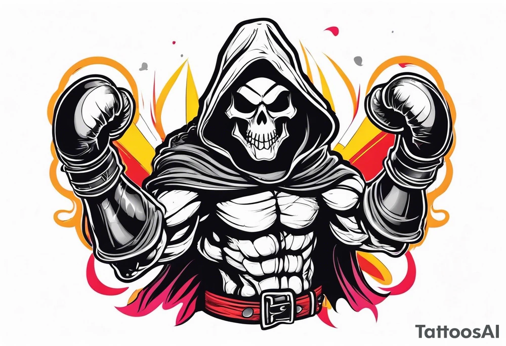 Reaper with boxing gloves tattoo idea