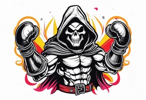 Reaper with boxing gloves tattoo idea