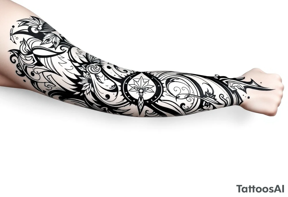 bold line dark witchstyle tattoo idea