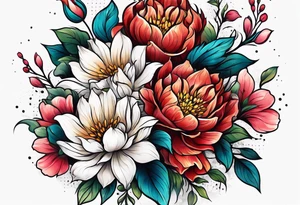 flower bouquet tattoo idea