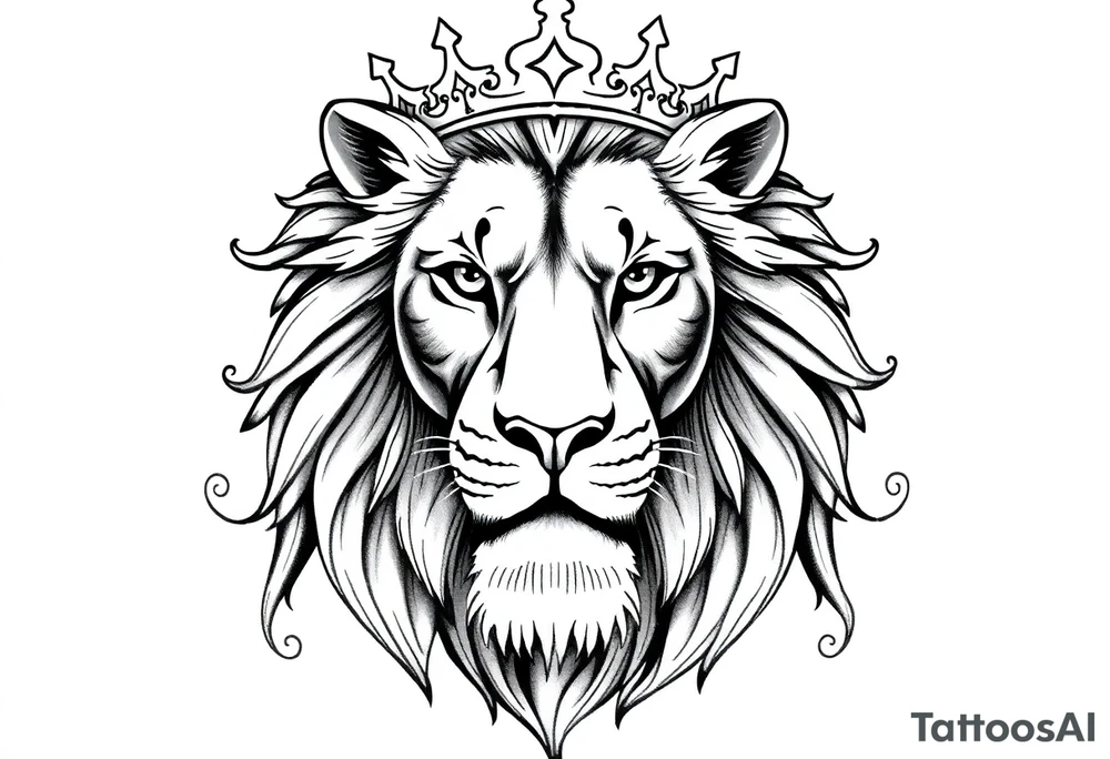 powerful majestic lion with a crown tattoo idea