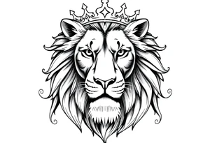 powerful majestic lion with a crown tattoo idea