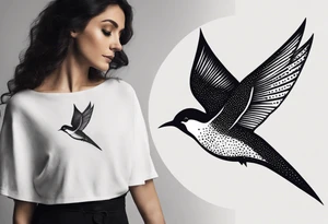 Design a forearm tattoo featuring a minimalist swallows in flight, symbolizing freedom and new beginnings tattoo idea