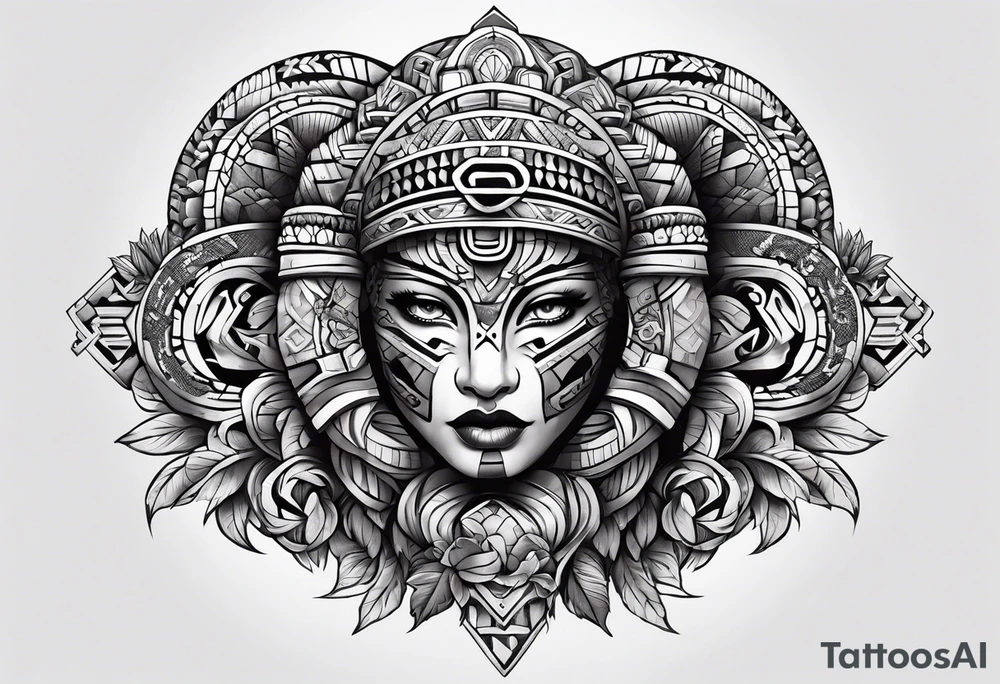 aztec snake sleeve tattoo idea