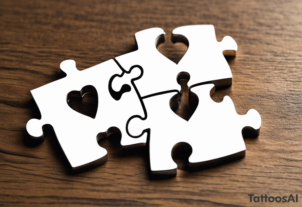 Interlocking Puzzle Pieces
   Concept: Two outlined puzzle pieces that are interlocking or fit together perfectly, symbolizing how you and your sister were connected. One of the puzzle pieces could have the small, filled-in heart inside it.
   Text: “To my favorite sister” could be placed underneath or along the curve of your ankle, maintaining your sister’s handwriting. You could position the text so it wraps slightly around the interlocking pieces. tattoo idea