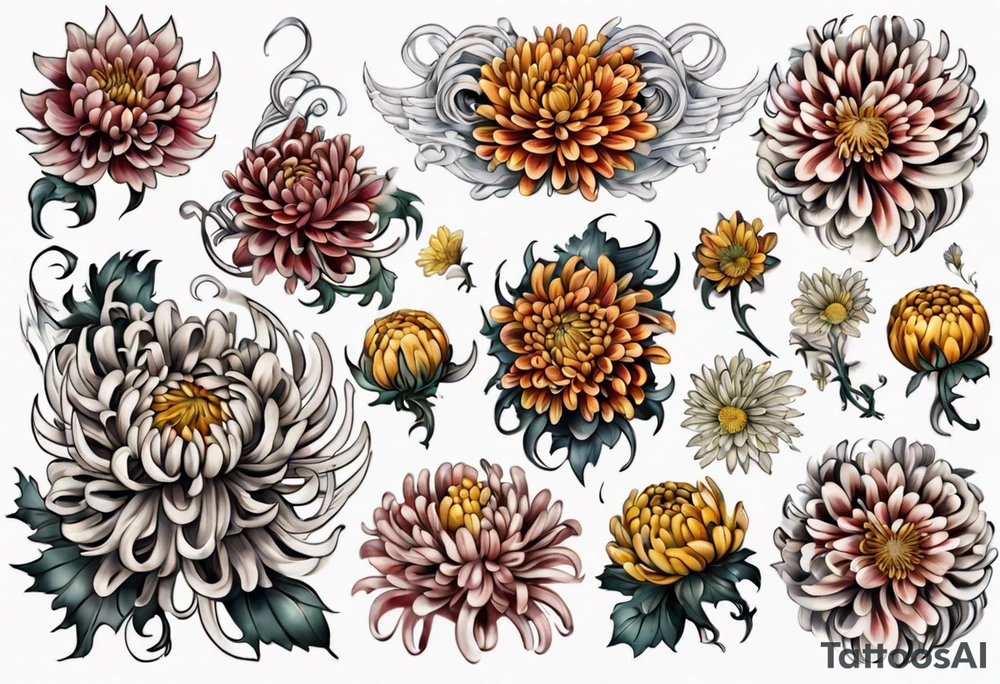 chrysanthemum Sleeve tattoo idea