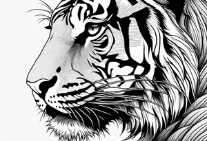 minimalist tiger outline near water tattoo idea
