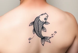 traditional koi fish swimming upstream through turbulent waves tattoo idea