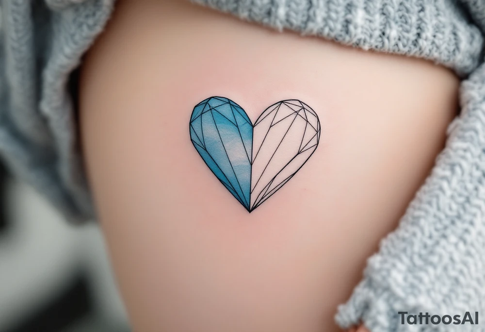 A two-tone heart, half sky blue and half white, featuring the name Filípek. tattoo idea