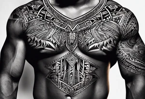 Nigerian pattern tribal tattoo on left chest to deltoid tattoo idea