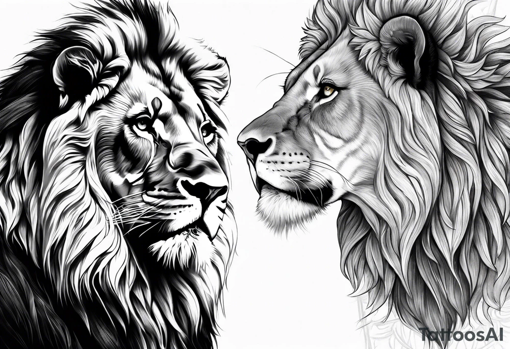 powerful majestic lion, close-up tattoo idea